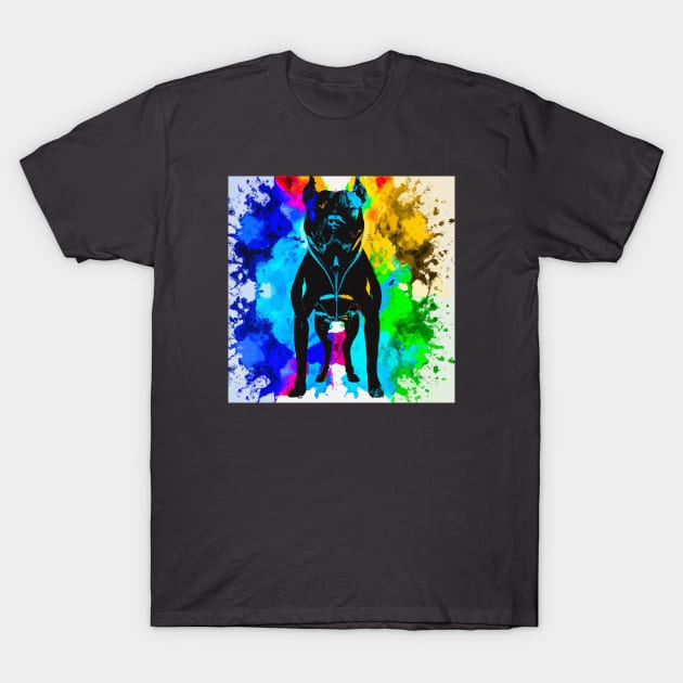 Pit Bull Terrier Colorful Painting Art T-Shirt by Furrban